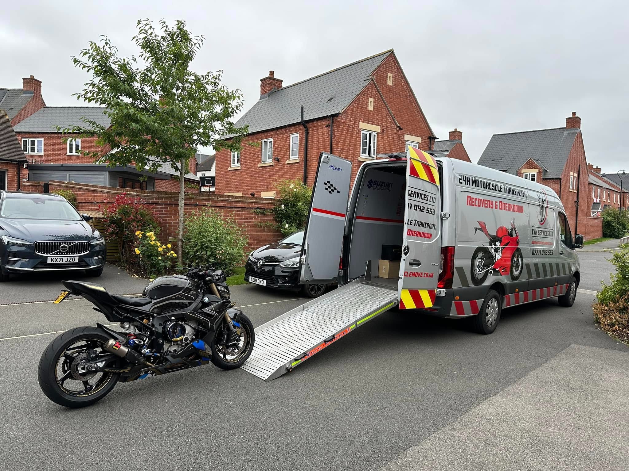 CVM Services motorcycle transport company UK van loading