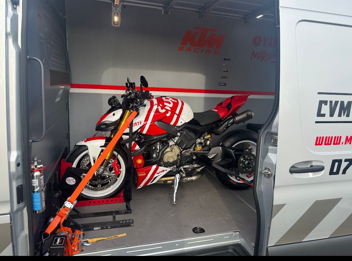 motorcycle transport coventry loading bike into enclosed van